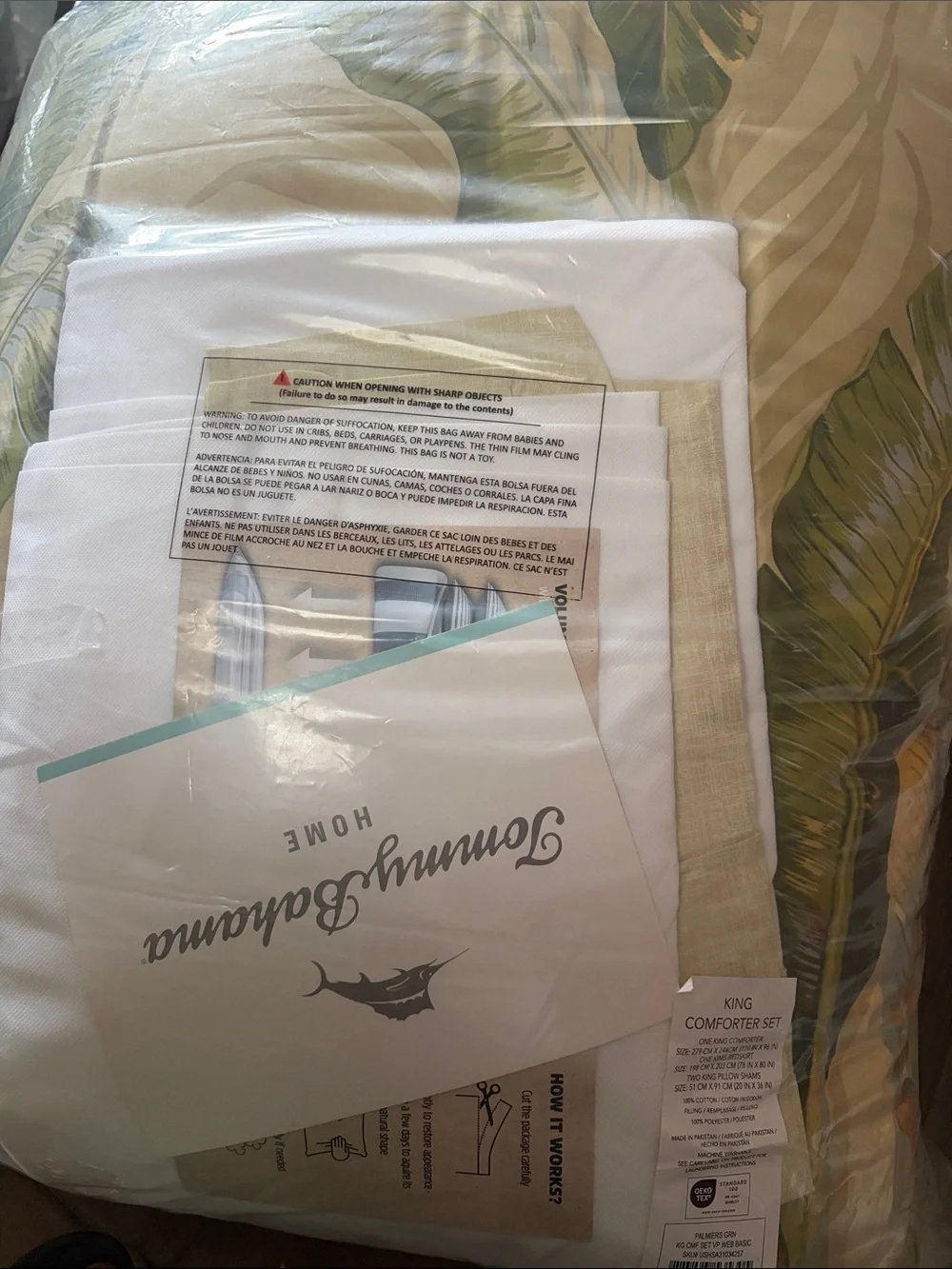 Tommy Bahama Palmiers Green Cotton Sateen Reversible 4-pc Comforter Set King